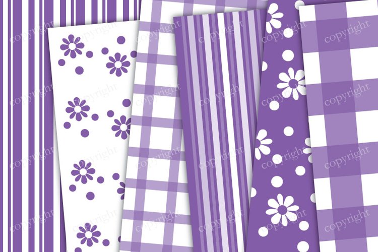 Purple Floral Background | Stripes And Chevron Digital Paper example image 1
