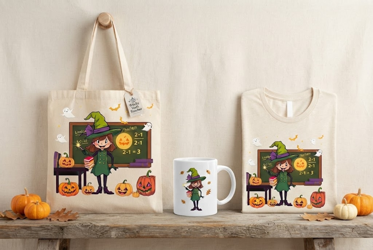 Halloween Witch Teacher PNG | Cute Spooky Classroom Clipart