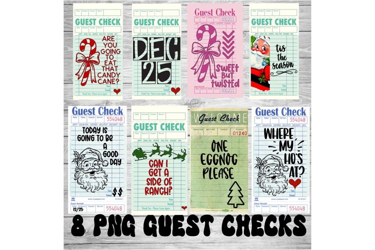 Christmas bundle png sublimation 8 design guest checks santa