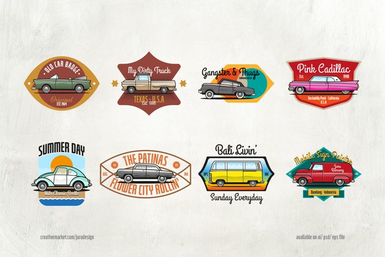 8 Classic Cars & Badges example image 1