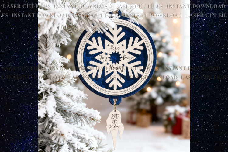 Snowflake words Christmas Suncatcher Ornament svg