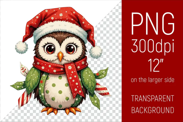 Christmas Owl PNG | Christmas Sublimation Design