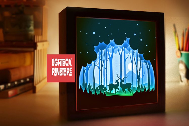 #150 Deer Spirit, 3D Shadow box paper cut lightbox example image 1