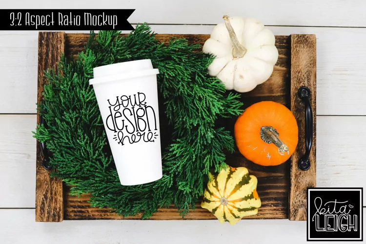 To Go Coffee Fall Pumpkin Mockup | Stylized Stock Photo