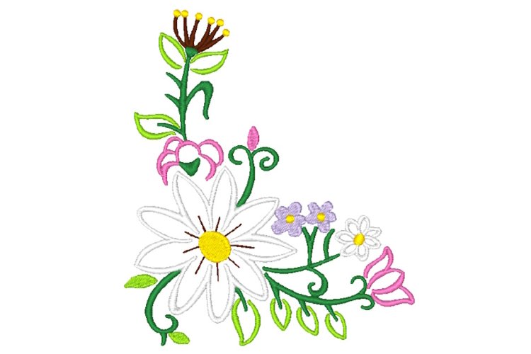 Floral Corner Machine Embroidery Design