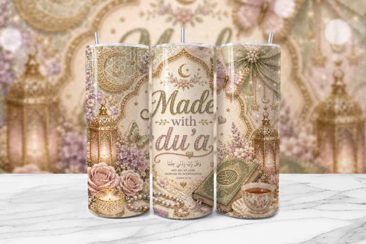 Made with Dua Islamic Tumbler Wrap PNG