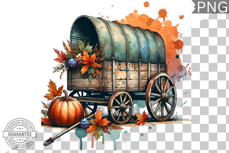 Fall Wagon Garden Sublimation - Fall Clipart PNG Design