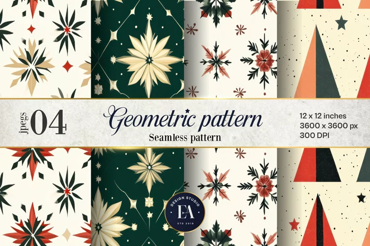 Bold Geometric Festive Pattern Digital Paper | Geometric