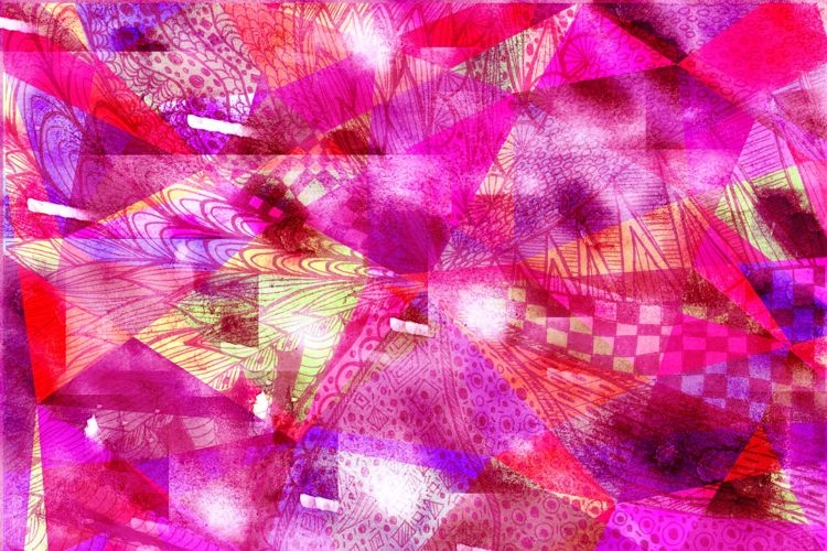 Abstract psychedelic digital manipulated and hand painted