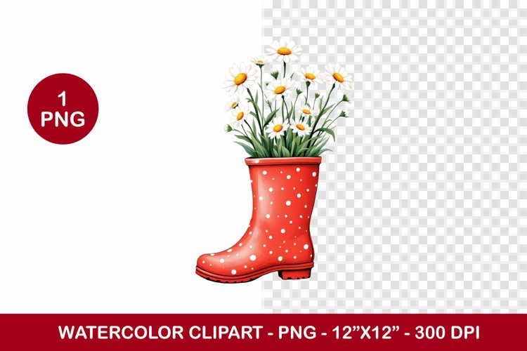 spring png watercolor clipart - daisy stocking