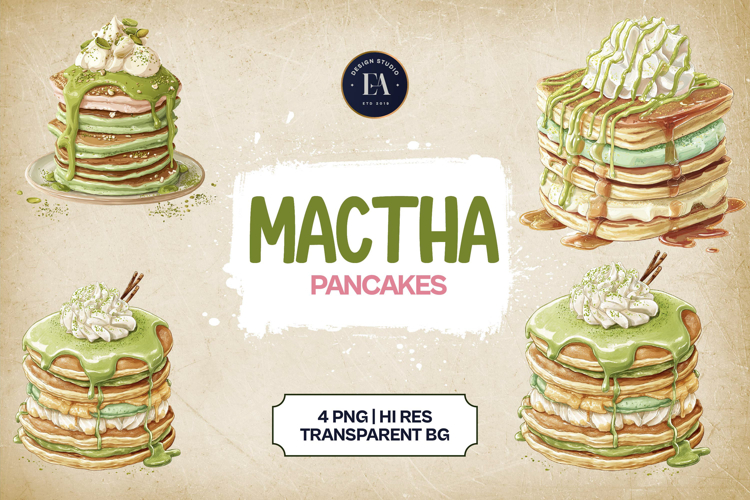 Mango Matcha Latte Clipart Bundle 4 PNG