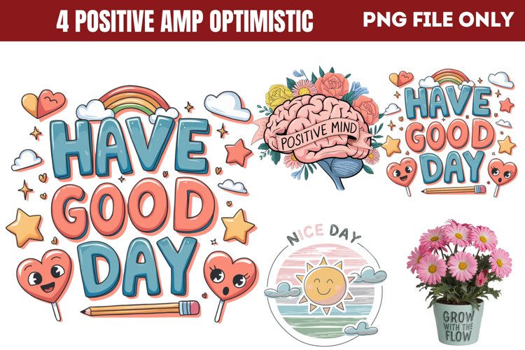 Positive amp Optimistic Sublimation Quote PNG example image 1