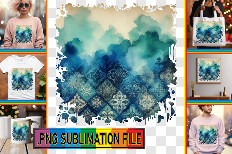Charming PNG Art for Gifts, Watercolor Pattern