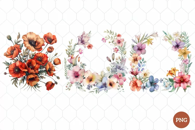 Watercolor Wildflowers Clipart