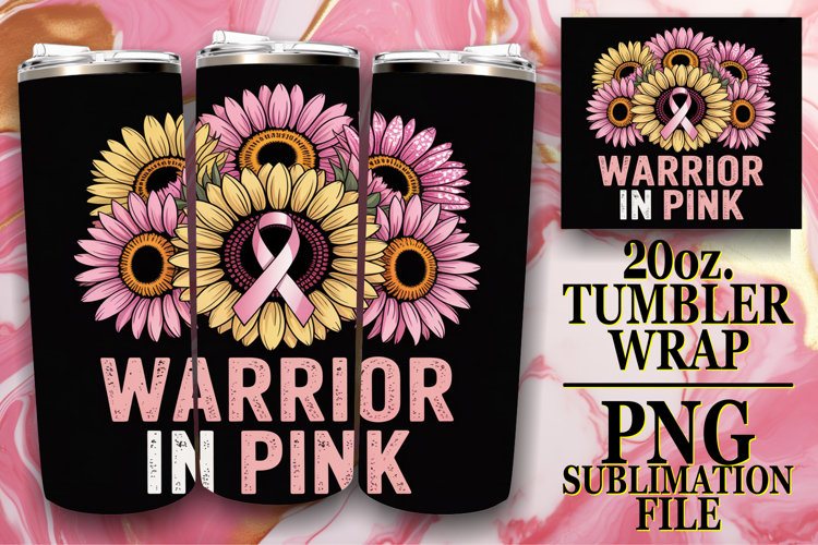 Radiant thoughts 20oz tumbler wrap, Breast Cancer
