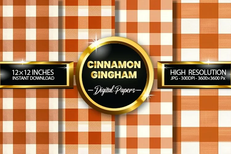 Cinnamon Gingham Digital Papers - 04 Variations