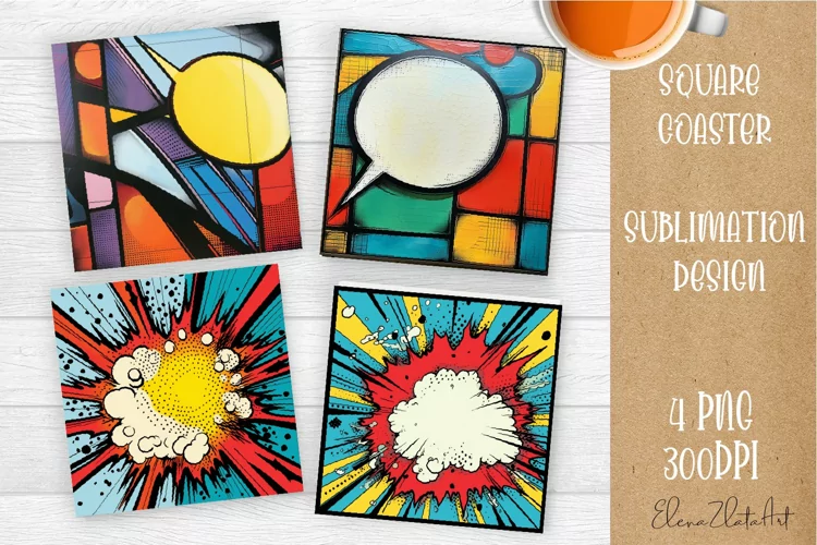 Comic Quote Coaster | 4 square coaster sublimation designs