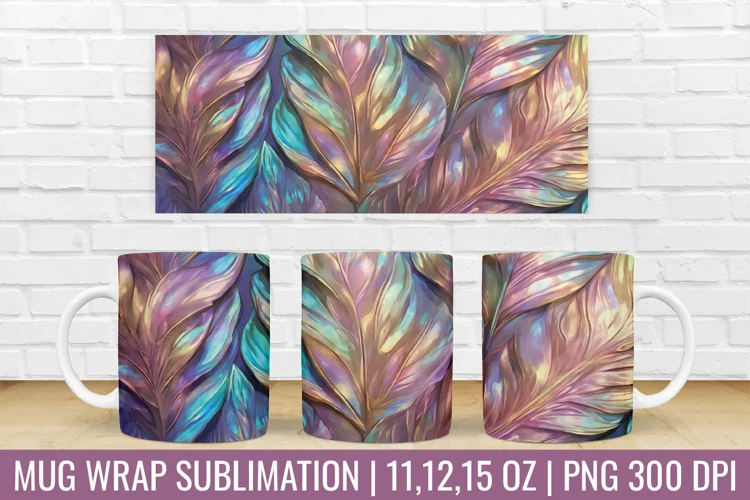 3D Mug Wrap | Leavs Flower Mug Sublimation Design