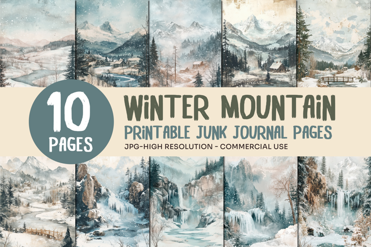 Winter Mountain Junk Journal Pages