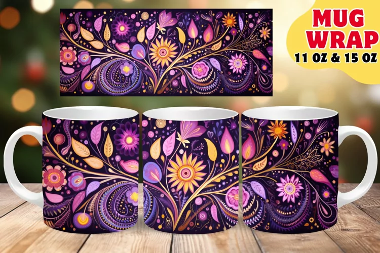 Chromatic Floral Wonders: Abstract Mug Art