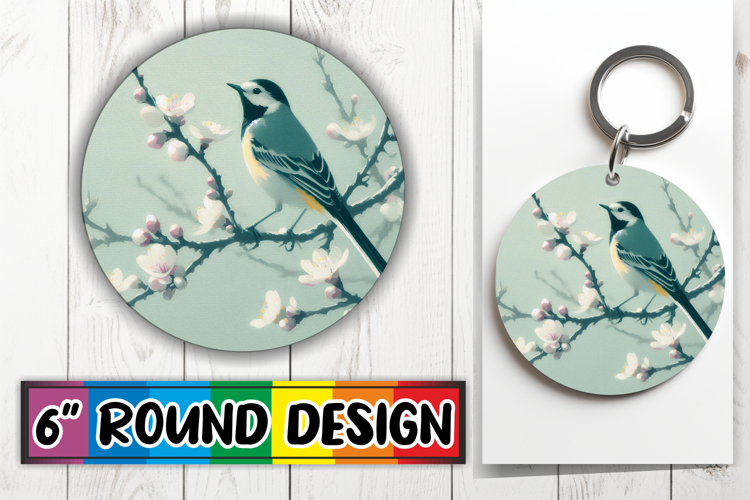 Blissful Round Keychains Sublimation PNG, Birds