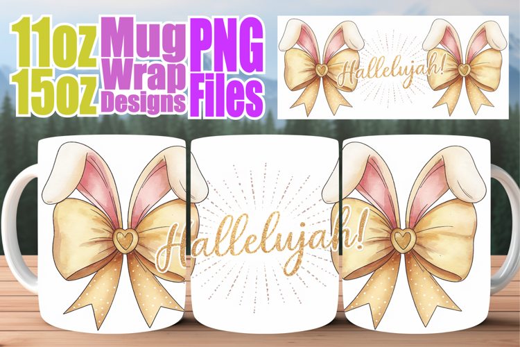 Exquisite charm 11oz 15oz mug wrap, Easter Bow