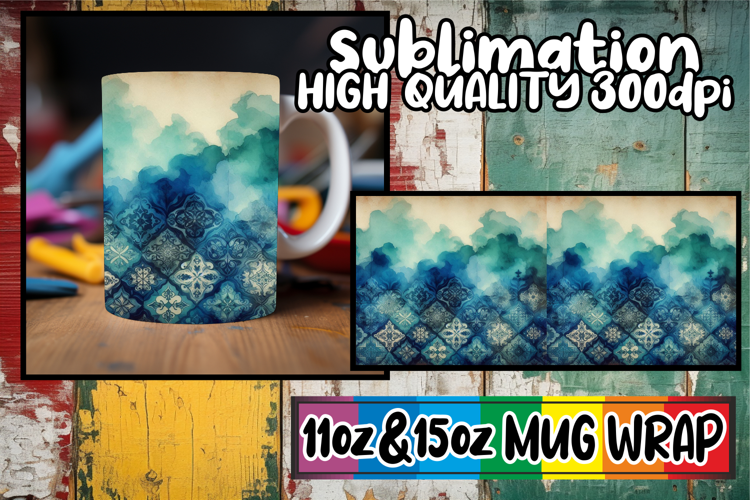 Luminous thoughts 11oz 15oz mug wrap, Watercolor Pattern