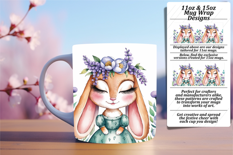 PLAYFUL PNG for 15oz Mug Wrap , Cute Bunny
