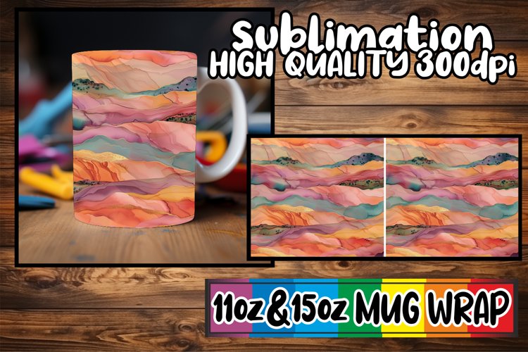 Abstract Art Mug Wrap Sublimation 11oz 15oz Spring example image 1