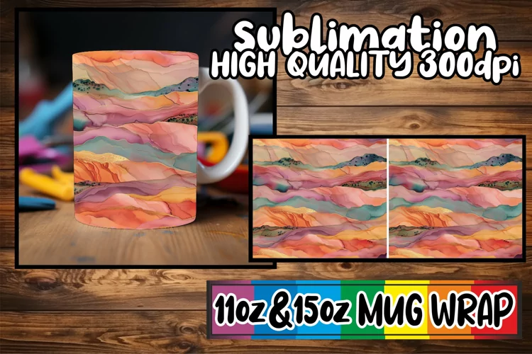 Abstract Art Mug Wrap Sublimation 11oz 15oz Spring