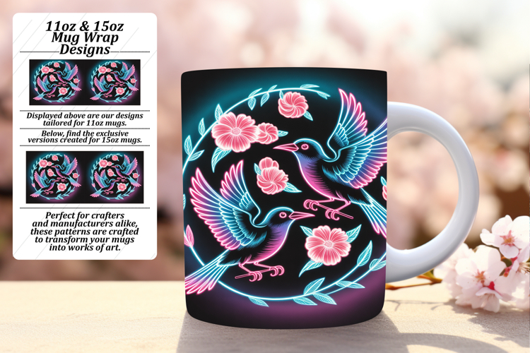 Trendy 11oz Mug Wrap Png Artwork , Birds