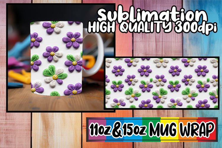 3D Blossom Embroidered Wrap - Sublime Mug 11oz   15oz