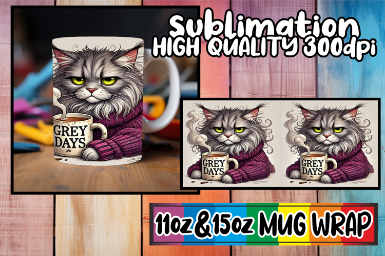 Wholesome vibes 11oz 15oz sublimation wrap, Grumpy Cat