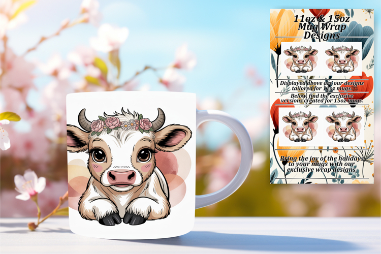 Radiant 15oz Mug Wrap Png Template , Valenines Animals