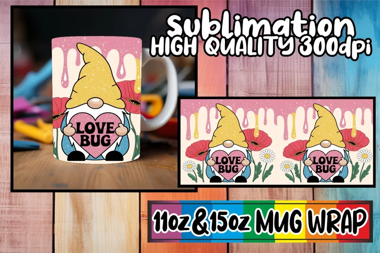 Bright love 11oz 15oz sublimation wrap, Valentines