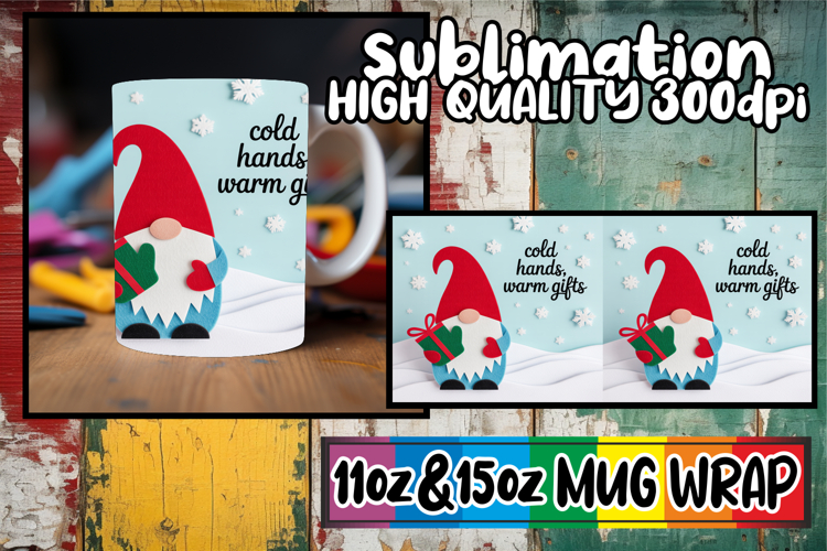 Colorful days sublimation print wrap, Holiday Gnome