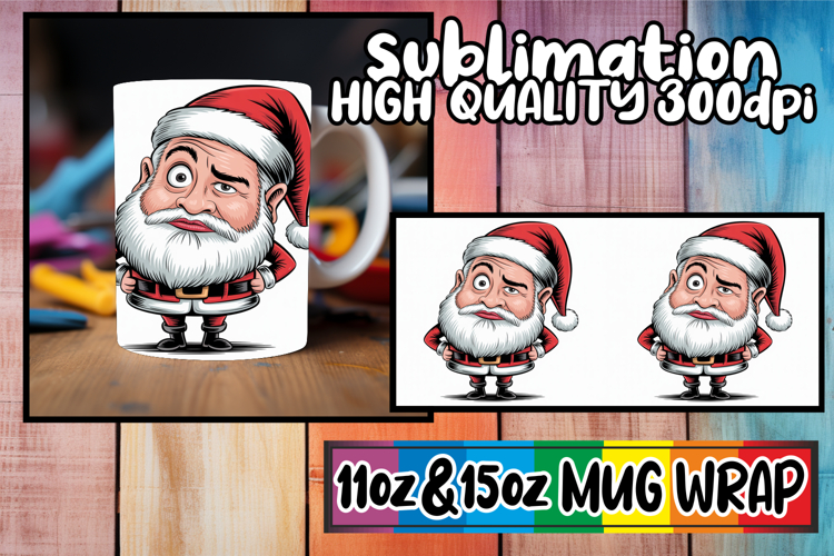 Enchanted mornings 11oz 15oz sublimation wrap, Funny Santa