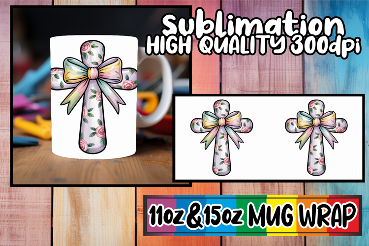 Hopeful horizons 11oz 15oz mug wrap, Cross and Bow