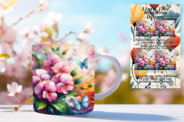 DYNAMIC PNG for 11oz Mug Wrap , Flowers