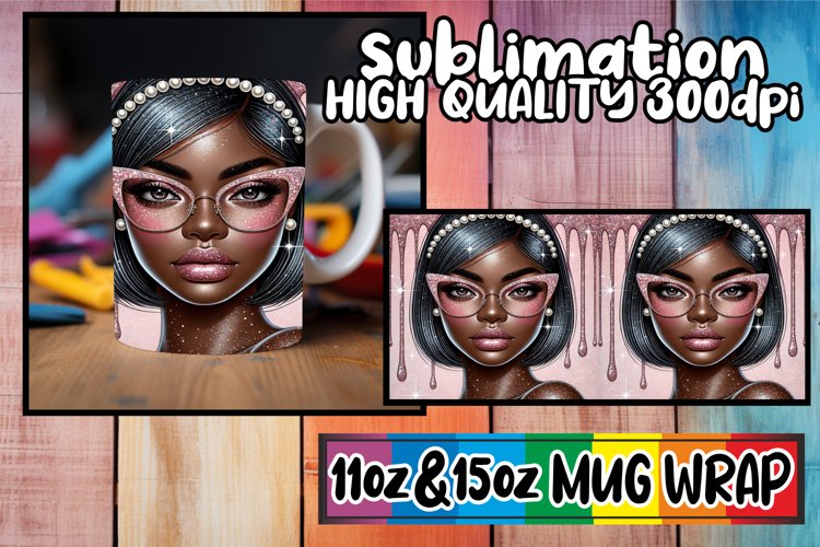 Serene days 11oz 15oz sublimation wrap, Afro Girl example image 1