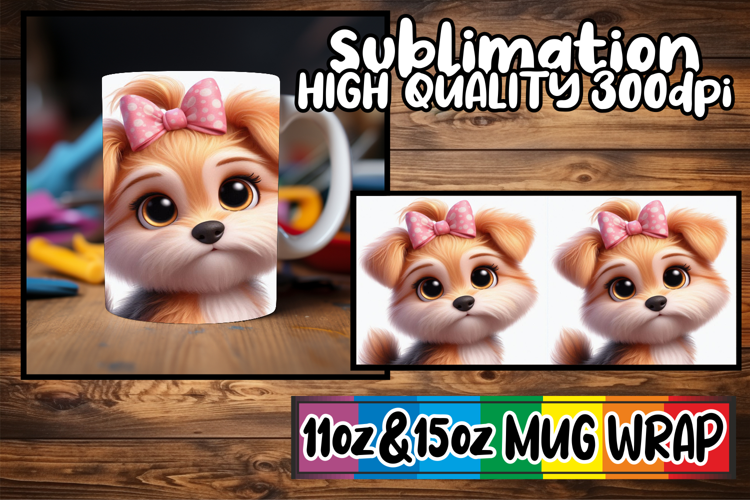 Cheerful journeys 11oz 15oz sublimation wrap, 3D Dog