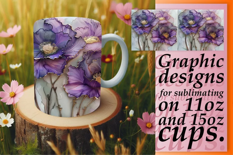 Lively 3D Floral Pattern Mug Wrap: Sublimation
