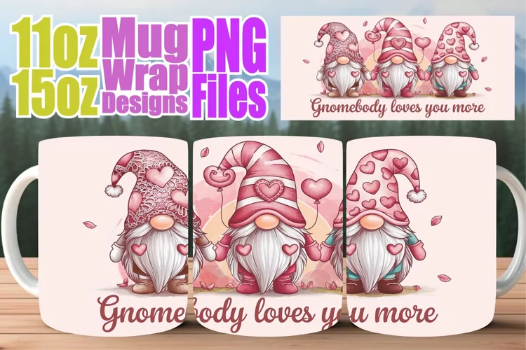 Radiant smiles 11oz 15oz mug wrap, Love Gnome
