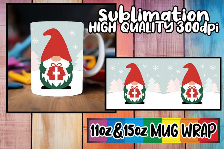 Happy moments 11oz 15oz sublimation wrap, Gnomes