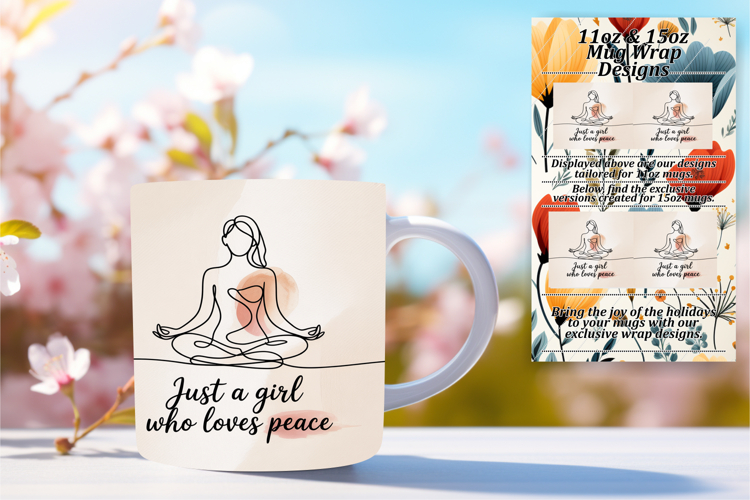 Artistic 11oz Mug Wrap Png Template , Just A Girl
