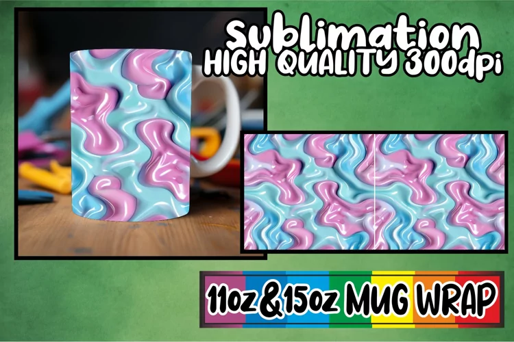 Colorful Puff Symphony: Sublimation Mug Wrap