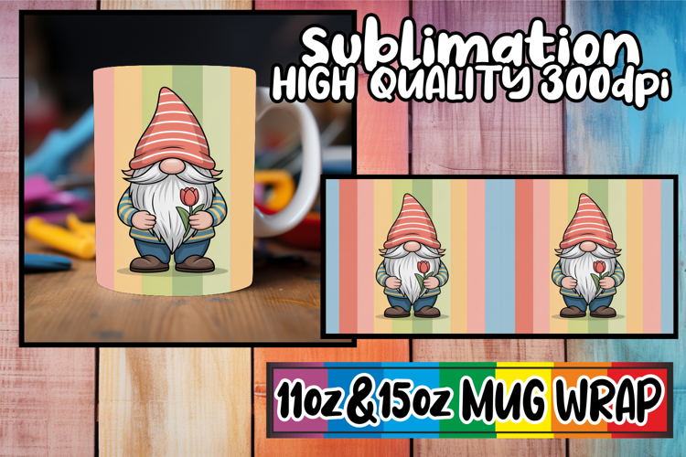 Sweet mornings 11oz 15oz mug wrap, Gnomes