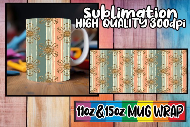 Cheerful journeys 11oz 15oz sublimation wrap, Gold Flower