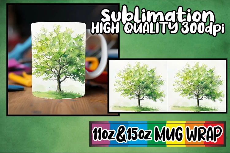 Colorful Canopy Mug Sublimation Wrap - Spring Design