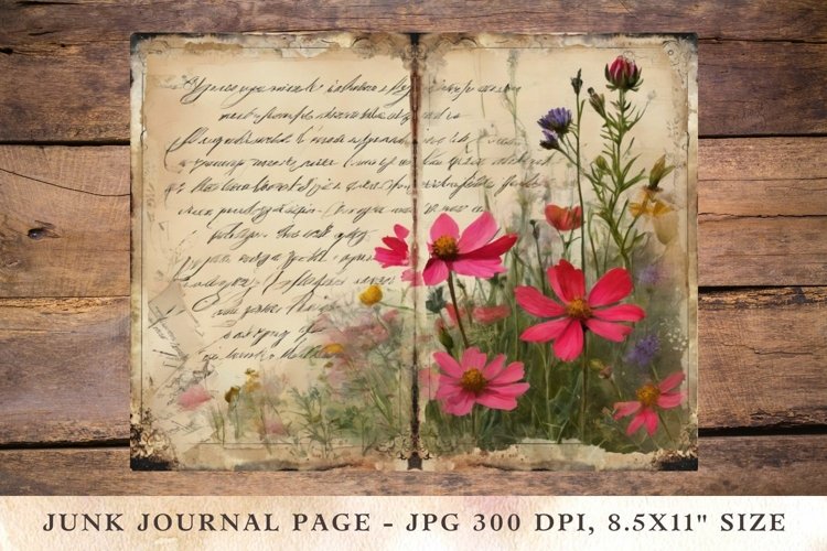 Printable Junk Journal Pages wildflower 5 example image 1